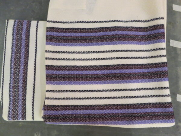 Tallit Cream with Black & Purple Stripes