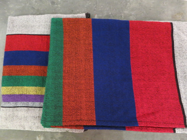 Man's Wool Tallit Gray with Multi-colored Stripes