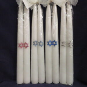 10" Paraffin Tapers with Crystal Star of David