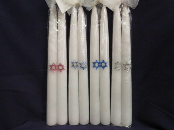 10" Paraffin Tapers with Crystal Star of David