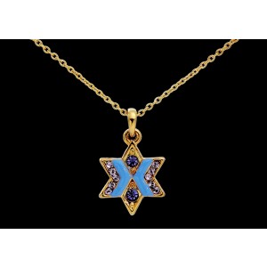 Light Blue Star of David Necklace