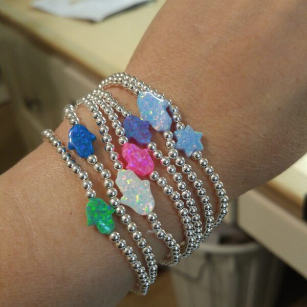 Beaded Bracelet with Hamsa Opal Charm