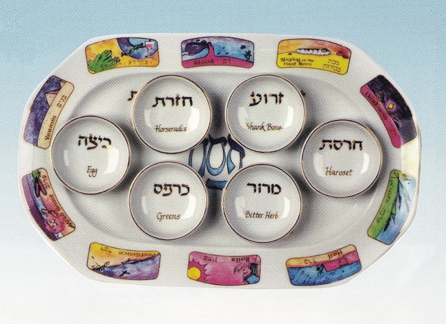 Porcelain Passover Plate with Ten Plaques Design – Temple Traditions ...