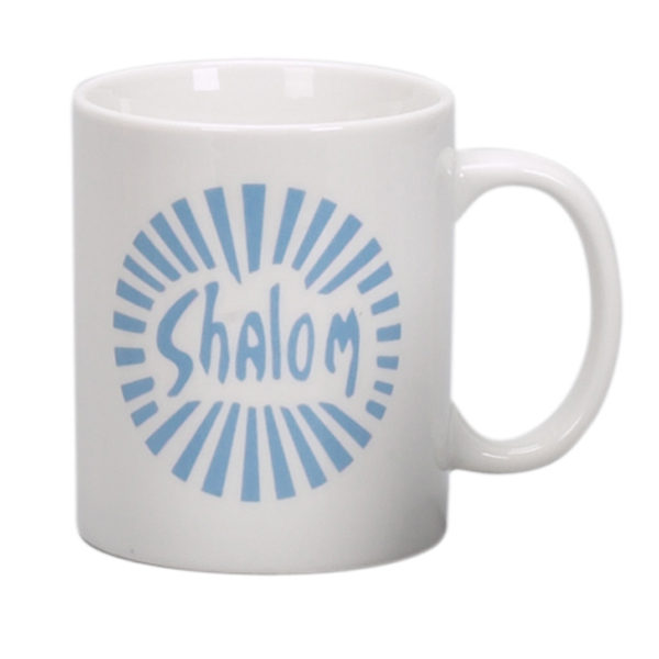 White Mug with Blue Shalom