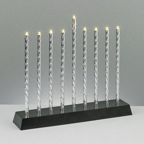 Battery Operated Diamond Cut LED Menorah with Exciting Lighting Options