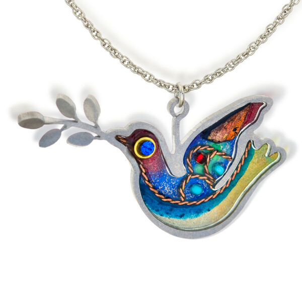 Orange Blue Dove Necklace