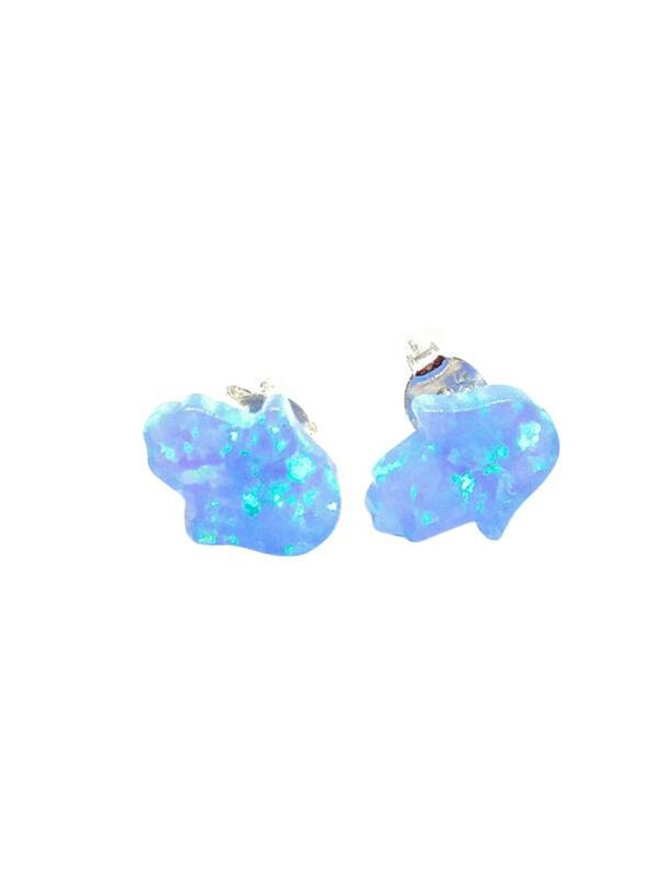 Blue Opal Hamsa Earrings