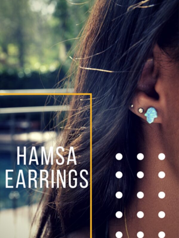 Blue Opal Hamsa Earrings - Image 2