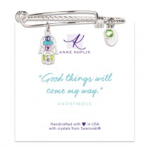 Hamsa Destiny Charm Twist Bangle Bracelet