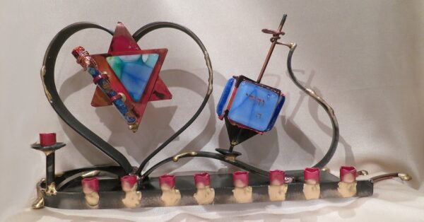 Wedding Menorah & Dreidel Combination