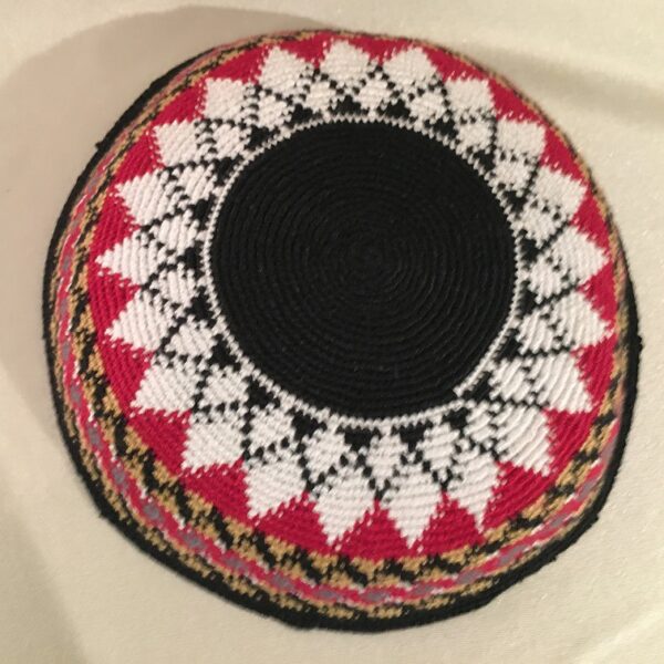 Black, Red & White Design Kippah